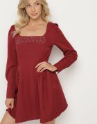 allyson Rochie Bordo Cloș cu Decolteu Pătrat Enarel