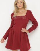 allyson Rochie Bordo Cloș cu Decolteu Pătrat Enarel