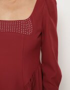 allyson Rochie Bordo Cloș cu Decolteu Pătrat Enarel