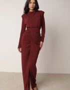 allyson Rochie Bordo de cocktail cu croială mulată cu drapaj Besel