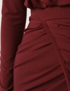 allyson Rochie Bordo de cocktail cu croială mulată cu drapaj Besel