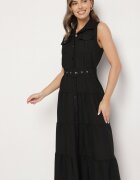 allyson Rochie cămașă Neagră Decorată cu curea Mavorelle