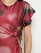 allyson Rochie Cloș Roșie cu Imprimeu Abstract cu Drapaje Decorative Tillanara
