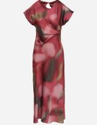 allyson Rochie Cloș Roșie cu Imprimeu Abstract cu Drapaje Decorative Tillanara