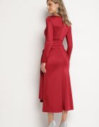 allyson Rochie Cocktail Bordeaux Decorată cu Legătură și Decupaj Vamizola