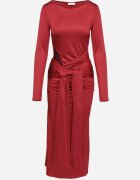 allyson Rochie Cocktail Bordeaux Decorată cu Legătură și Decupaj Vamizola