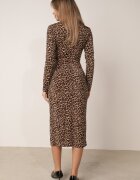 allyson Rochie de cocktail maro cambrată cu imprimeu leopard cu crăpătură laterală și zirconii Zelimi