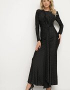 allyson Rochie De Cocktail Neagră cu Croială Ajustată cu Zirconii și Drapată în Talie Issalina