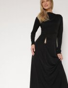 allyson Rochie de cocktail Neagră Decorată cu aplicație metalică și drapaje laterale Retima