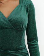 allyson Rochie de velur Verde cu talie tip corset și drapaj Hanitra