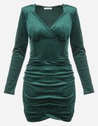 allyson Rochie de velur Verde cu talie tip corset și drapaj Hanitra