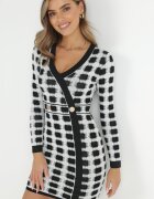 allyson Rochie Gri deschis Tricotată cu Model Geometric cu Fir Metalic Frano