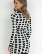 allyson Rochie Gri deschis Tricotată cu Model Geometric cu Fir Metalic Frano