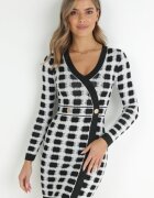 allyson Rochie Gri deschis Tricotată cu Model Geometric cu Fir Metalic Frano