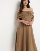 allyson Rochie Maro Cloș cu Umeri Descoperiți și Drapaj Odilene