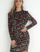 allyson Rochie Marouă cu Drapaj cu Model Geometric Kalma