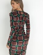 allyson Rochie Marouă cu Drapaj cu Model Geometric Kalma