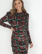 allyson Rochie Marouă cu Drapaj cu Model Geometric Kalma