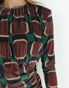allyson Rochie Marouă cu Drapaj cu Model Geometric Kalma