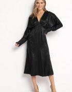 allyson Rochie Midi Neagră cu Bluză lejeră și Elastic în Talie Gorina
