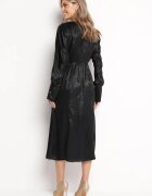 allyson Rochie Midi Neagră cu Bluză lejeră și Elastic în Talie Gorina