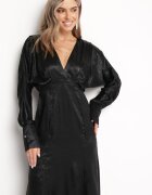 allyson Rochie Midi Neagră cu Bluză lejeră și Elastic în Talie Gorina