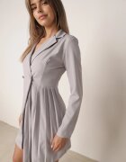 allyson Rochie mini cloș gri deschis cu bust petrecut și pliuri la tiv Lontasa