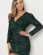 allyson Rochie Mini Verde închis cu Paiete Belona