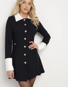 allyson Rochie Neagră cu Umeri Întăriți cu Butoane Sewiana