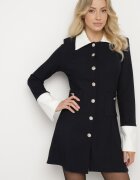 allyson Rochie Neagră cu Umeri Întăriți cu Butoane Sewiana
