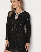 allyson Rochie neagră de cocktail cu paiete cu croială boxy Sewilena