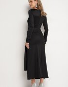 allyson Rochie Neagră De Cocktail Ornată Cu Legătură și Decupaj Vamizola
