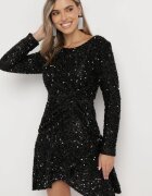 allyson Rochie Petrecută Mini Neagră cu Paiete Solaire