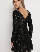 allyson Rochie Petrecută Mini Neagră cu Paiete Solaire