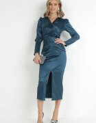 allyson Rochie petrecută verde închis cu mânecă bufantă Ovruli