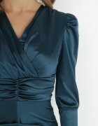 allyson Rochie petrecută verde închis cu mânecă bufantă Ovruli