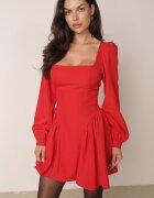 allyson Rochie Roșie Cloș cu top tip corset și curea din material la spate Enadil