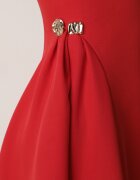allyson Rochie Roșie Elegantă Fără Mâneci Decorată cu Broșe în Talie Rhaegina