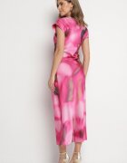 allyson Rochie Roz Cloș cu Print Abstract cu Drapaj Decorativ Tillanara