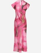 allyson Rochie Roz Cloș cu Print Abstract cu Drapaj Decorativ Tillanara