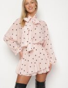 allyson Rochie Roz Evazată cu Mâneci Tip Liliac și Cordon Miriviela