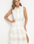 allyson Rochie tip cămașă Albă cu Broderie Decorativă și Curea Mallivena