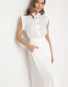 allyson Rochie tip cămașă Albă cu croială evazată cu legătură în talie Mavirielle