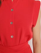allyson Rochie Tip Cămașă Roșie cu croi evazat cu cordon în talie Mavirielle