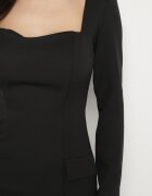 allyson Rochie tip creion Neagră Elegantă cu Cordon și Imitație Buzunare Tillirisa