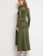 allyson Rochie Verde de cocktail Decorată cu legătură și decolteu Vamizola
