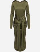 allyson Rochie Verde de cocktail Decorată cu legătură și decolteu Vamizola