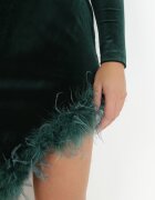 allyson Rochie Verde închisă Asimetrică cu Pene Fizie