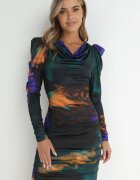 allyson Rochie violet-verde Tie-Dye cu mânecă bufantă kaki