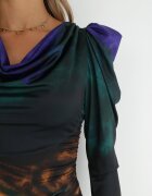 allyson Rochie violet-verde Tie-Dye cu mânecă bufantă kaki